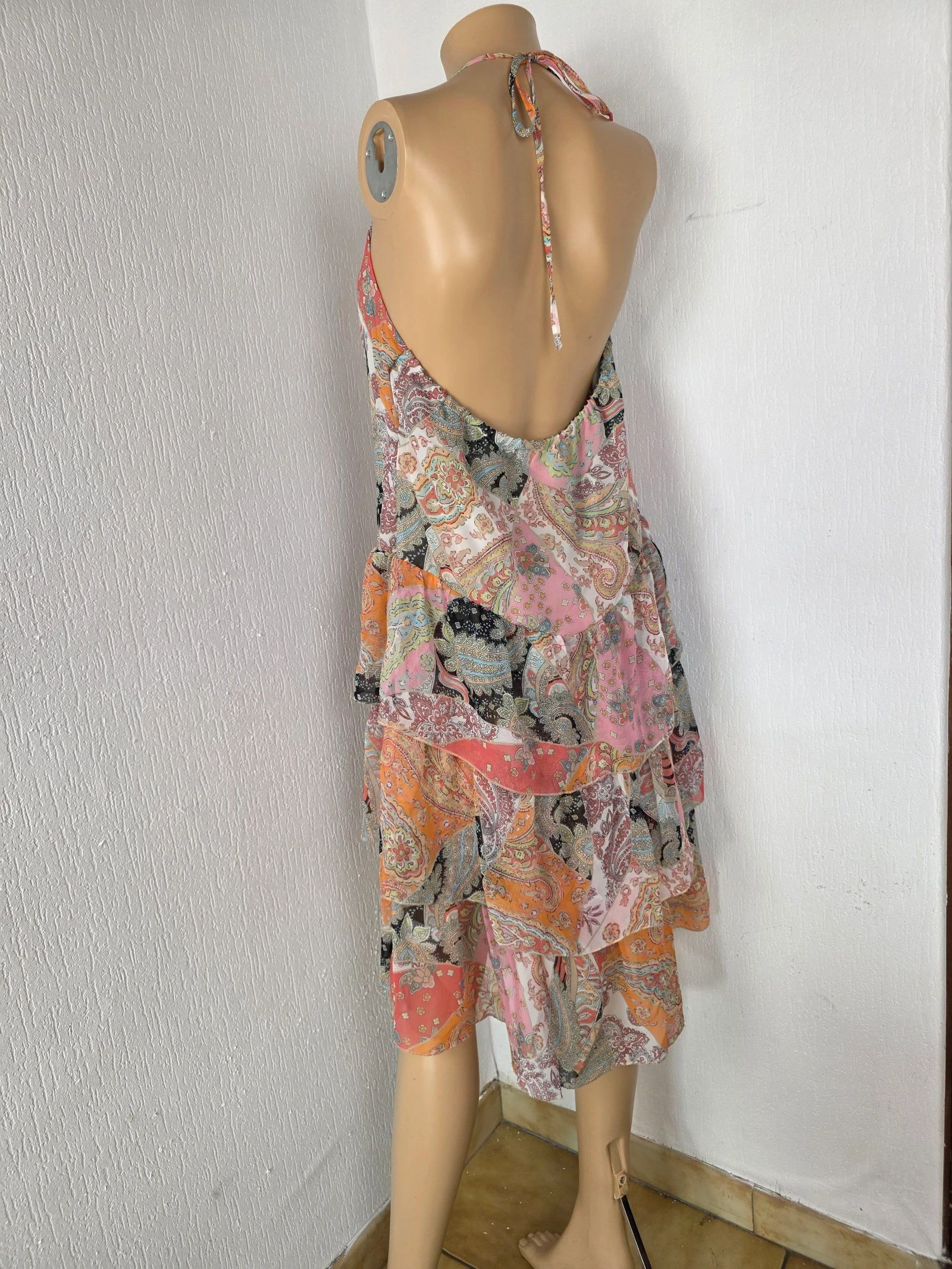 Robe dos nu volants superposés paisley bohème féerique vintage Y2K taille unique jusqu'au 42 – photo 3